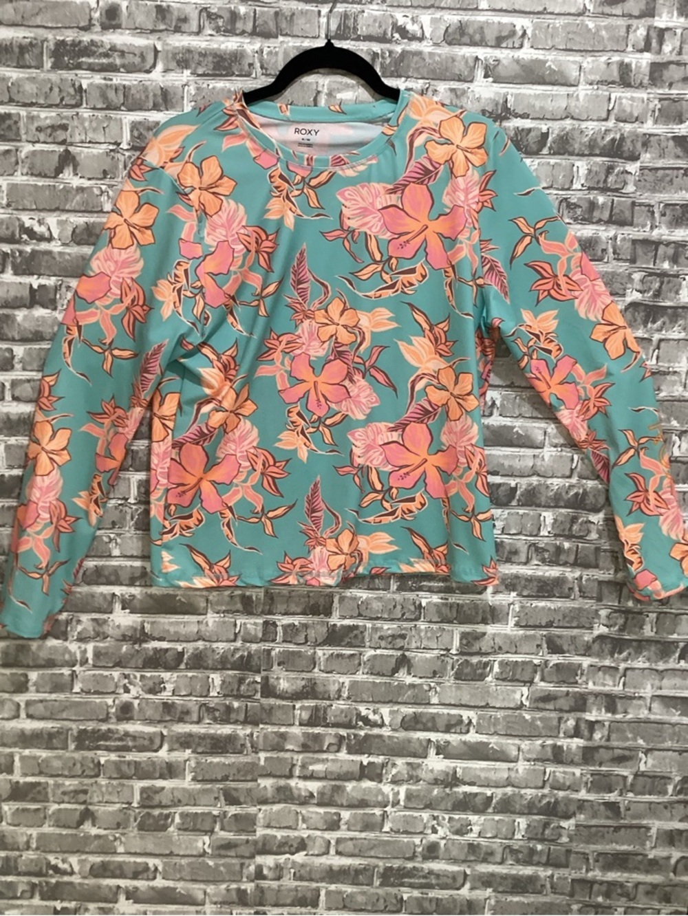 Roxy Hibiscus Print Lightweight Long Sleeve UPF Sun Protection Shirt Sz XL